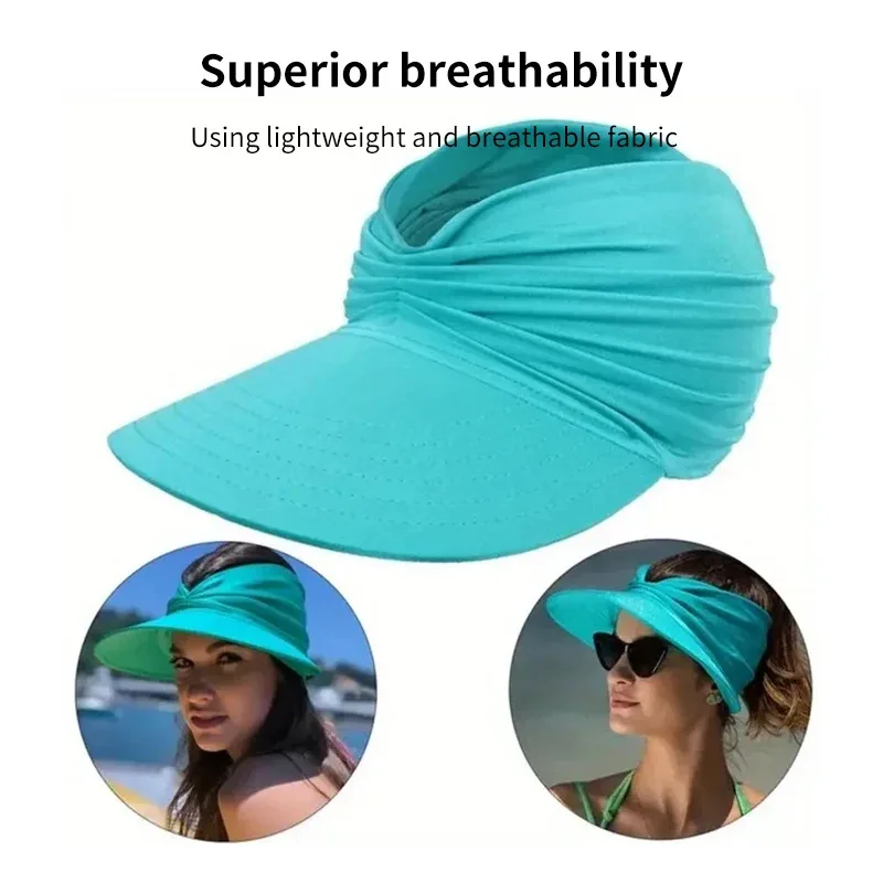 Sun Hats Elastic Hollow Top For Outdoor Sun Protection Large Brim UV Foldable