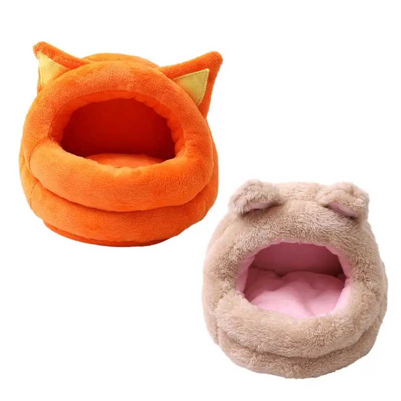

Hamster Cave Bed Cotton Hamster Nest Cats Soft Bed With Removable Thermal Pad Small Pet Sleeping Accessory pet winter supplies
