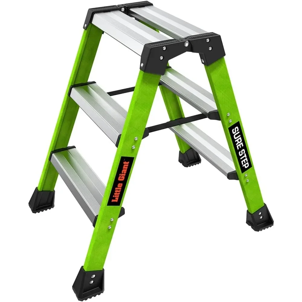 

Small Giant Ladder, Fixed Steps, Three Steps, Double-sided Step Stool, Fiberglass, (11953), 1AA Type, 375 Pounds Rated Weight