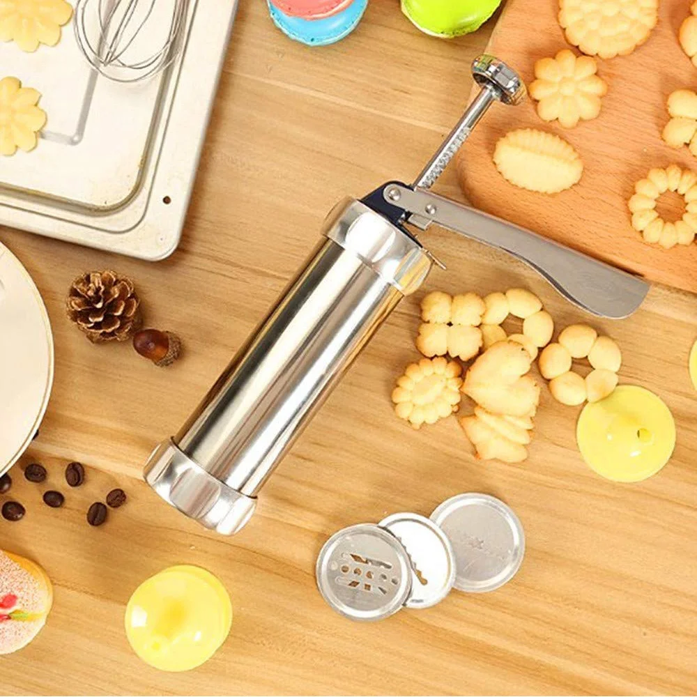 Cookie Maker Press Kit Christmas Spritz Cookie Press Gun and Icing Set Aluminum Manual Churros Maker Machine Biscuit Tools cookie maker press kit
