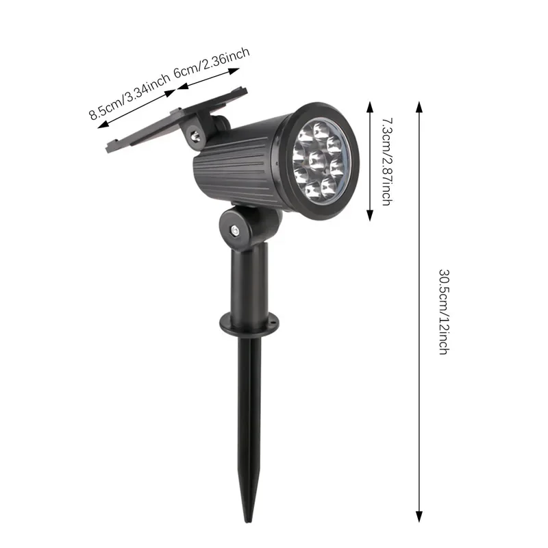 Description Picture 2 of itemAlliLit 1-2 PCS Outdoor IP65 Waterproof Spotlight Adjustable Brightness Garden Ground Plug Light LED Solar Ground Plug Light