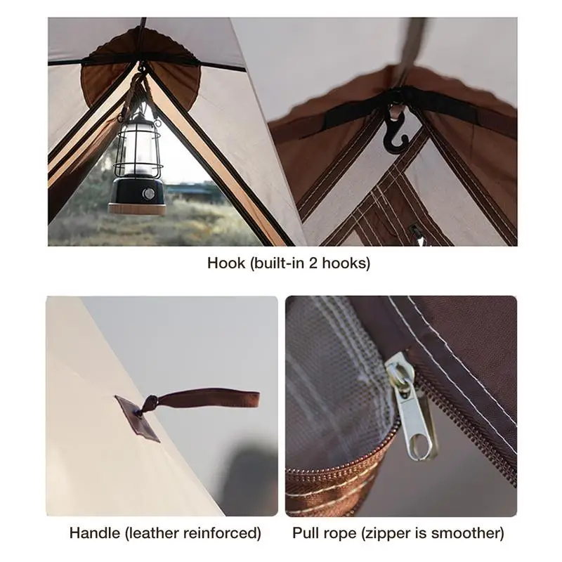 Triangular Camping Tent Automatic Open Tent Pop Up Beach Tents With 6 Ground Nails Easy Setup Sun Shade With Front Back Doors
