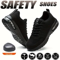 Air Cushion Work Safety Shoes Men Construction Shoes Breathable Lightweight Work Sneakers Anti-Smash Steel Toe Safety Boots