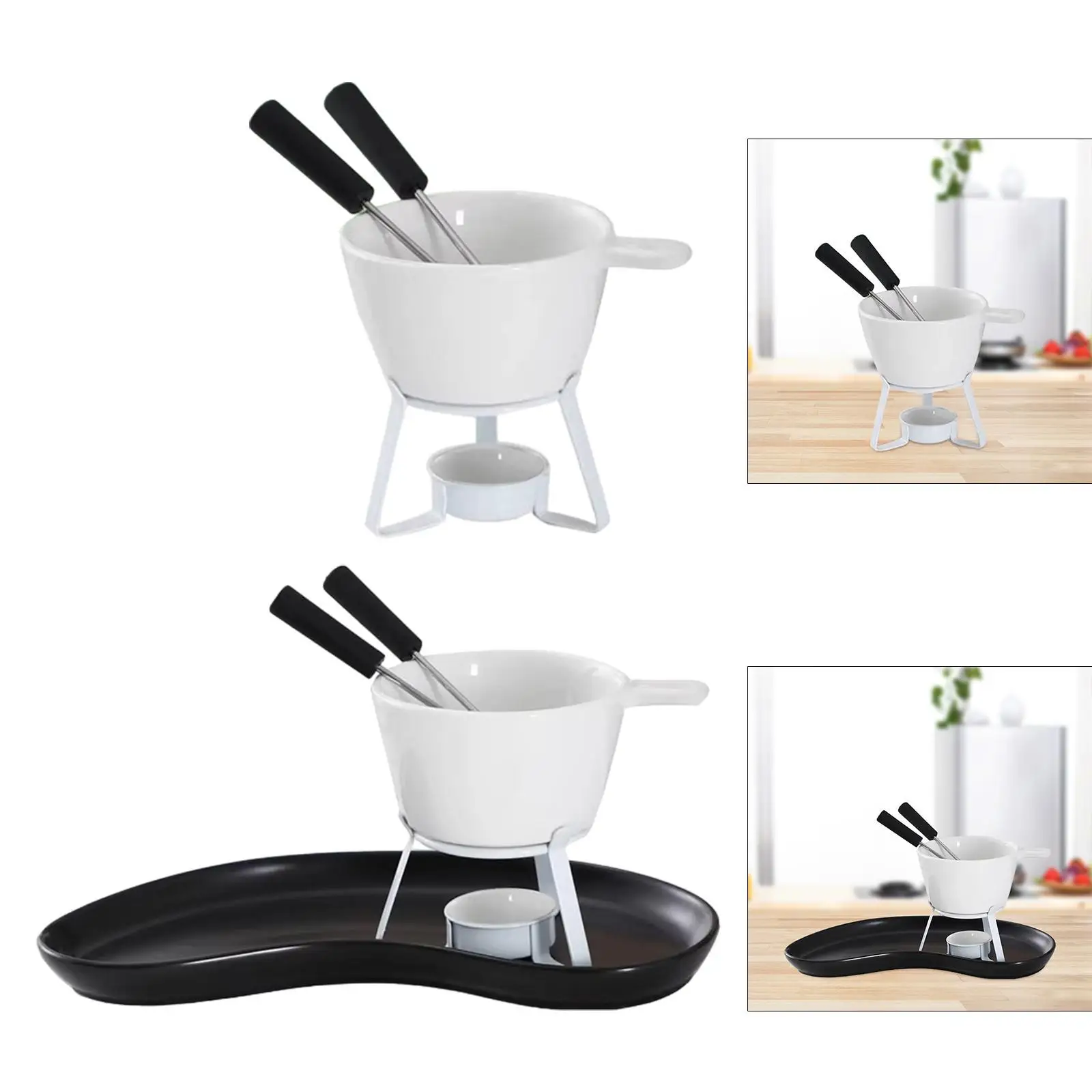 Fondue Pot Cookware Butter Warmer Set Ceramic Fondue Mug Cheese Serving Fondue