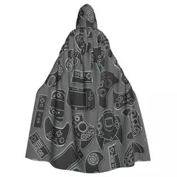Video Game Controller Background Gadgets  Hooded Cloak Halloween Party Cosplay Woman Men Adult Long Witchcraft Robe Hood