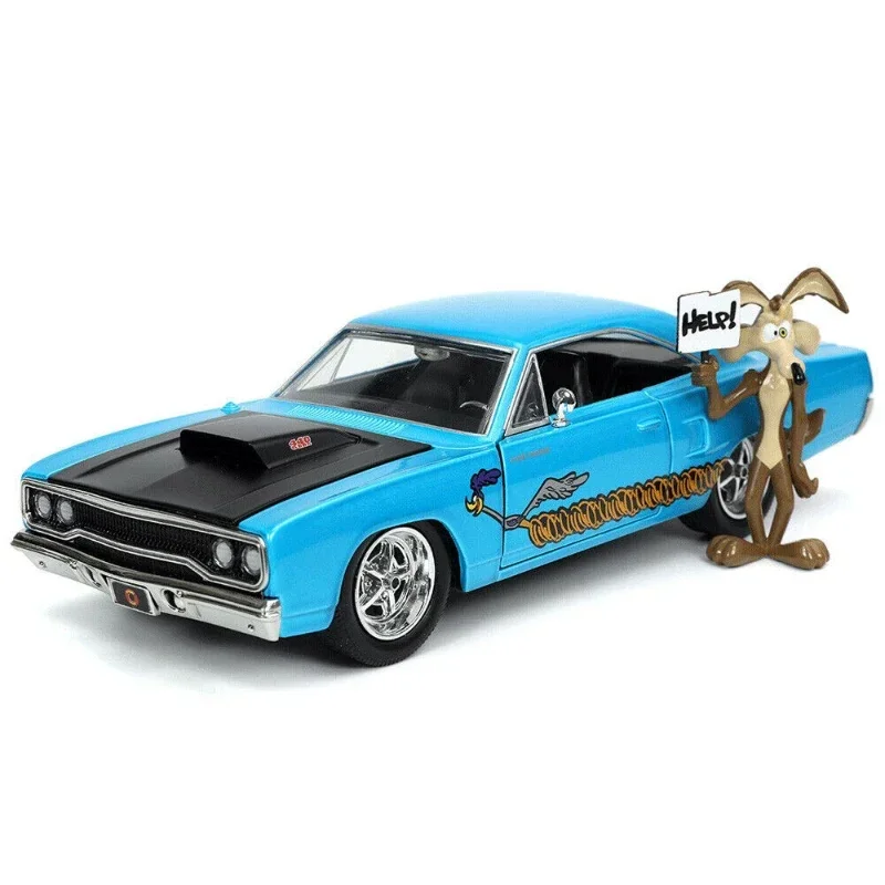 1:24 Plymouth Roadrunner Coyote Doll Diecast Model Car Alloy Car Model Toy Display Statico Collezione Di Animazione Classica Z21