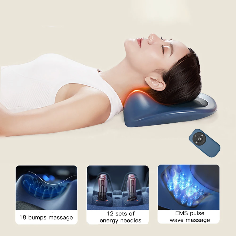 

Intelligent Neck Massager Pillow EMS Low Frequency Pulse Shoulder Massager Timing Hot Compress Relax Cervical Vertebra Pillow