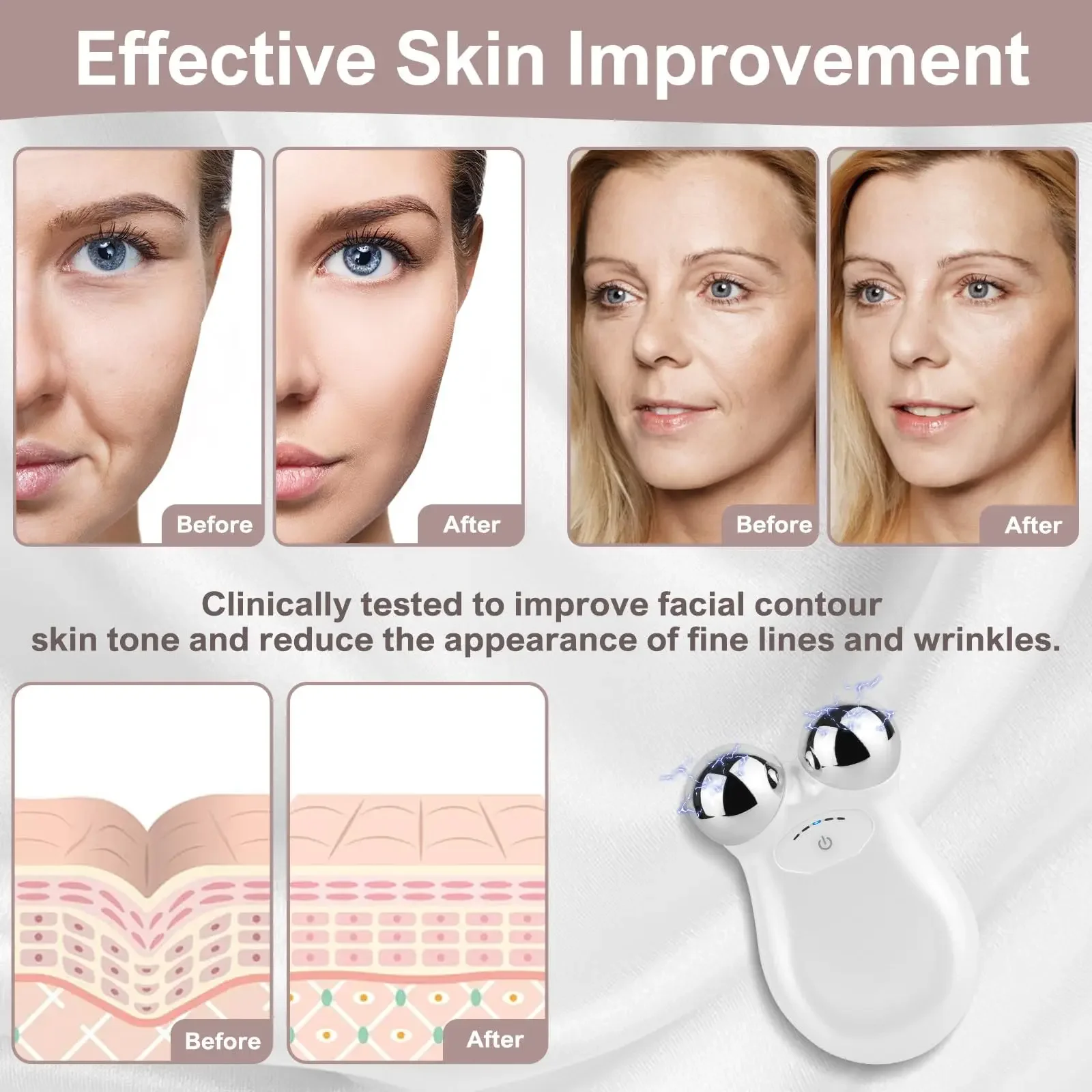 Revitalizing Stainless Steel Dual-Head Facial Massager for Skin Lifting and Firming