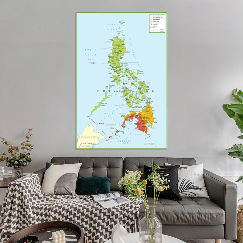 The Philippines Administrative Map Poster Wall Art Print Canvas Painting Office Supplies Living Room Home Decor 100*150cm