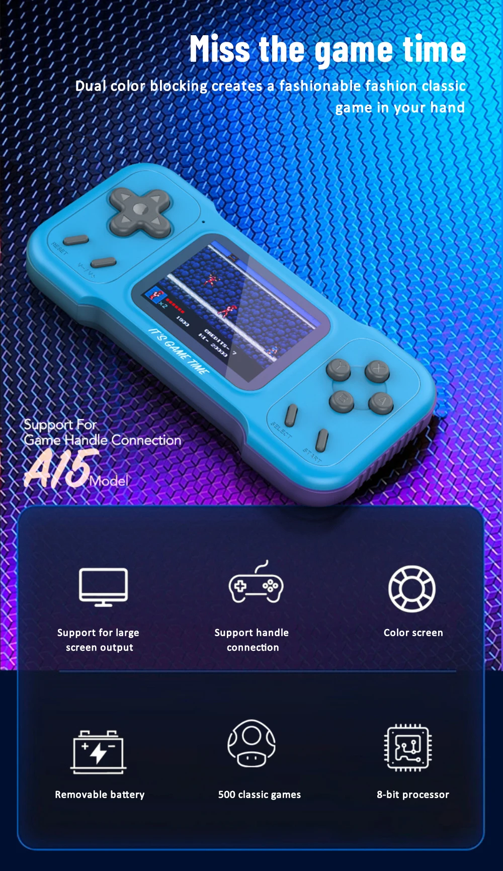 Mini Handheld Video Game Retro Portable Mini Handheld Video Game Console with Built-in 500 Games ...