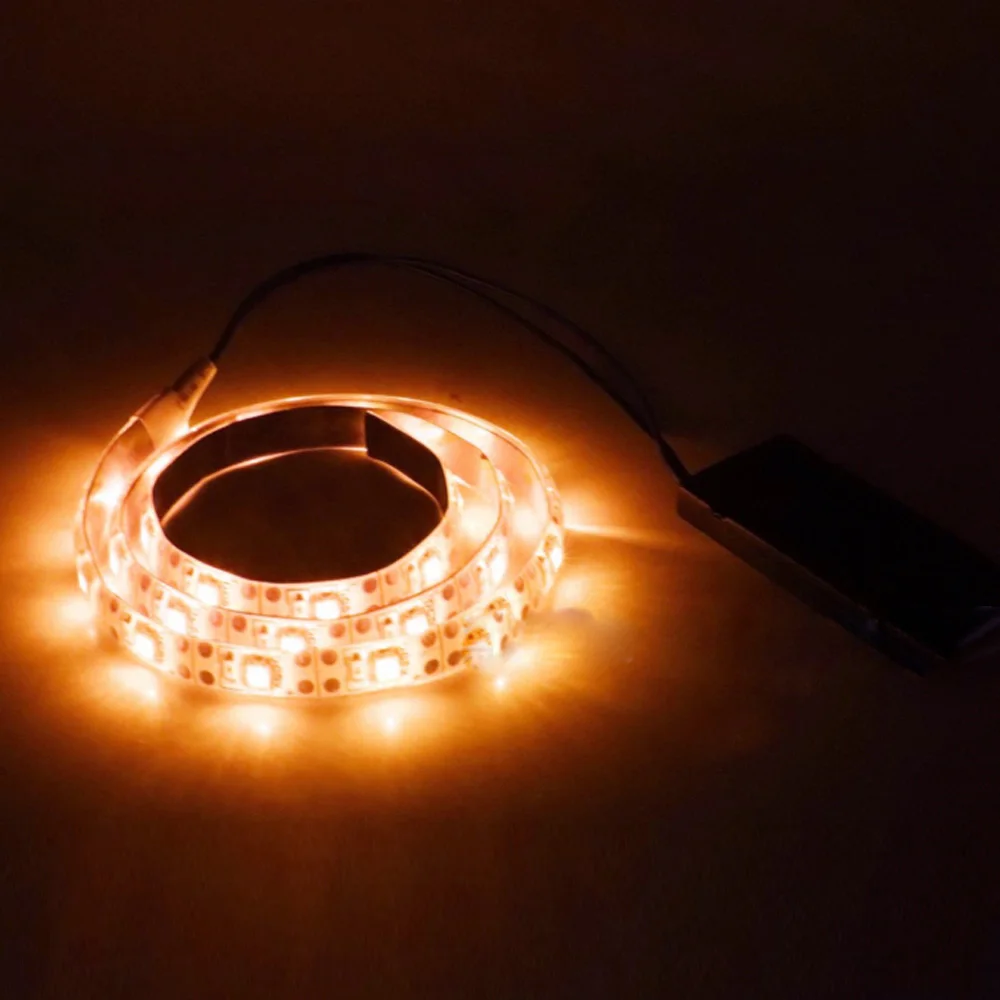 thumbnail image 1 of Tira de luces LED 2835 con botón a batería, 3 V CC, 60 LED/M, flexible, SMD, resistente al agua, para decoración del hogar, PCB de 8 mm, 0,5 m, 1 m, 2 m, 1 of 5