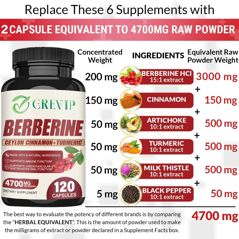 Berberine Capsules-Contains Ceylon Cinnamon-Supports Heart Health, Immune System, Cardiovascular Health Berberine Capsules