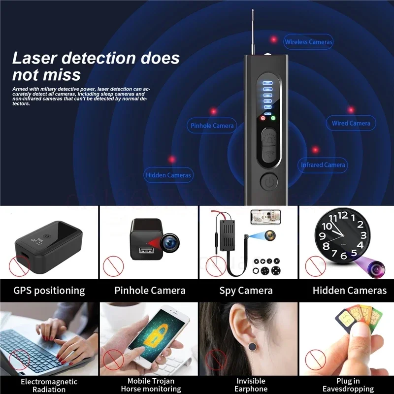 Smart Detector GPS Tracker RF Wireless Signal Scanner For Home Office Travel Full Range Camera Finder Anti Bug Listening Device