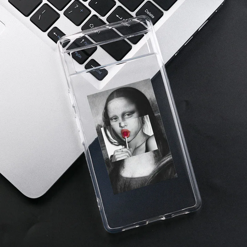 Aesthetic David & Mona Lisa Art Clear Soft TPU Phone Case Cover