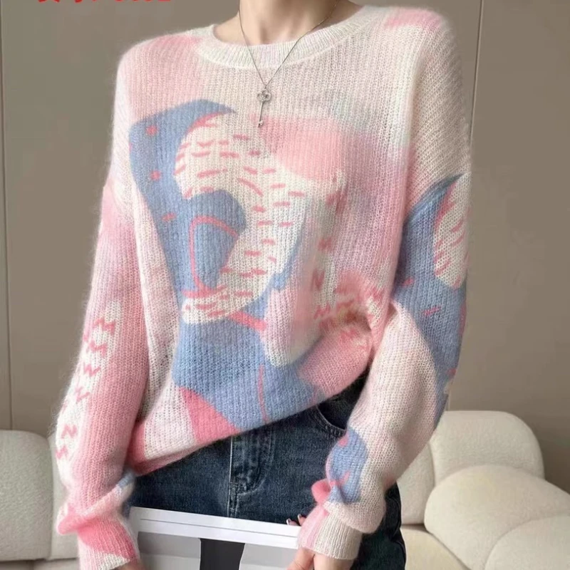 

Colorful Knitted Pullover High Quality Knitwear O-Neck Long Sleeve Jumper Soft Comfortable Thin Cashmere Sweater for Women X339
