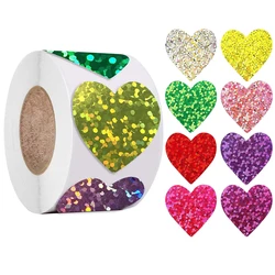 Holographic Heart Stickers - Vibrant Classroom & Crafting Supplies (500pcs color love)