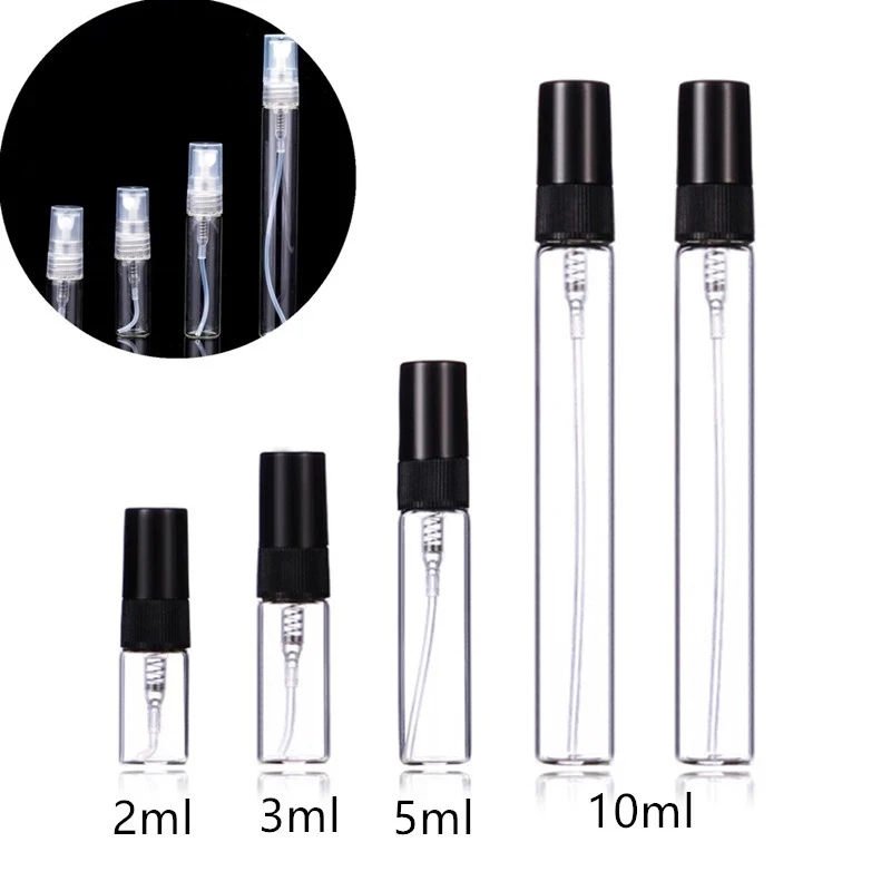 

2ml 3ml 5ml 10ml Mini Perfume Spray Glass Bottles, Small Clear Glass Refillable Makeup Travel Sample Atomizer Perfume Bottles