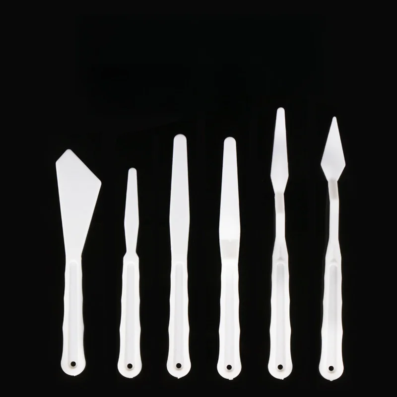 유화 나이프 6 플라스틱 팔레트 나이프 세트, 구아슈 아크릴 페인트 스크레이퍼, 아트 페인팅 페인트 스크레이퍼
