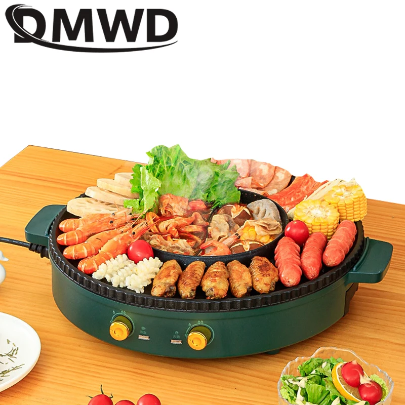 Electric Hot Pot Multi-function Barbecue Machine Grill Shabu Frying Pan Smokeless Roasting Hotpot hotpot barbecue accessories