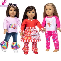 Vêtements de poupée pour fille de 18 pouces, pantalons en jean, ensemble de vêtements de poupée, manteau, robe rose, cadeau du nouvel an 3