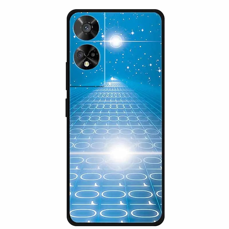 Original Soft Silicone TPU Phone Case Back Cover - Fashion Planet Design, Black Bumper