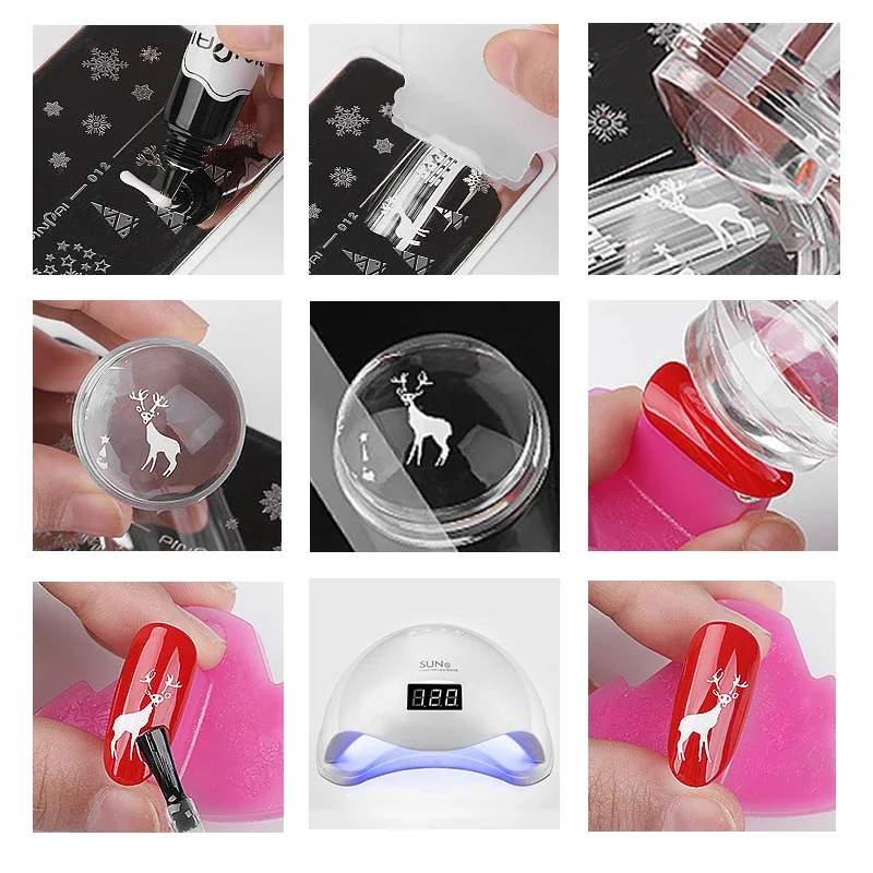 네일 스탬프 플레이트 퓨어 클리어 젤리 네일 아트 스탬퍼 스크레이퍼 세트 인쇄 실리콘 마시멜로 디자인 매니큐어 액세서리 도구