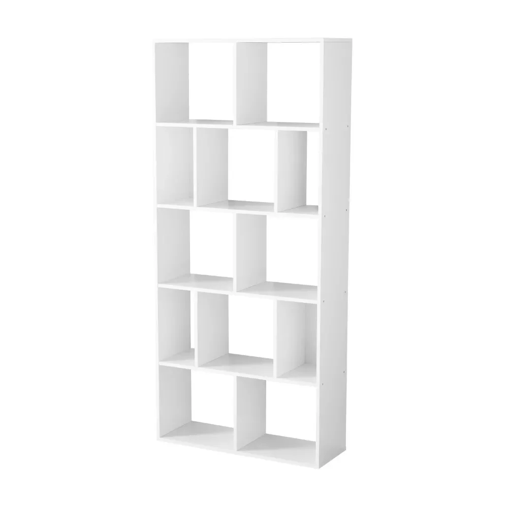 

Mainstays 12-Cube Shelf Bookcase, White/Black Book Rack for Room, Showing Stand