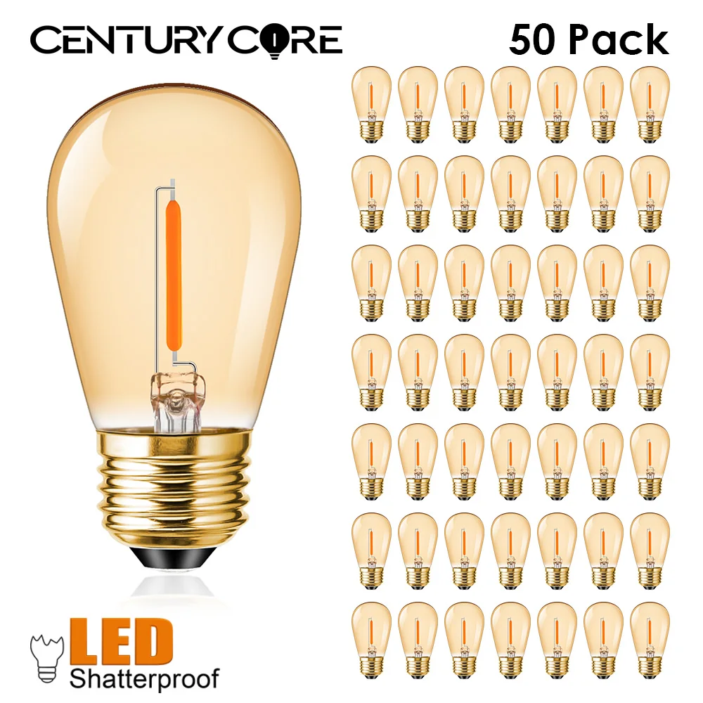 

Plastics S14 Led Bulb Replacement 220V E27 Warm White Shatterproof Indoor Outdoor For String Light Garden Christmas Decoration