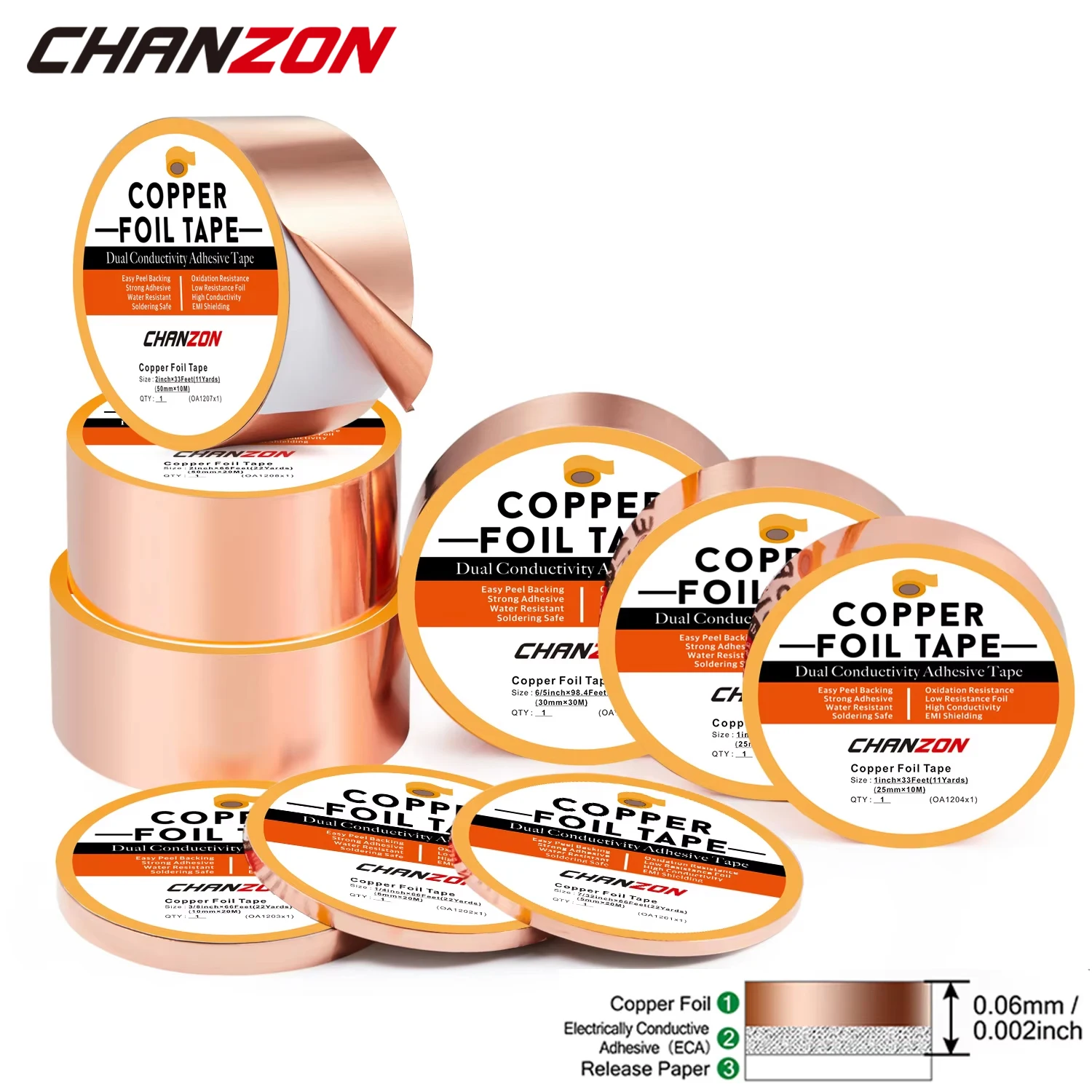 Conductive Copper Foil Tape with Double-Sided Adhesive for EMI Shielding and Stained Glass Crafting