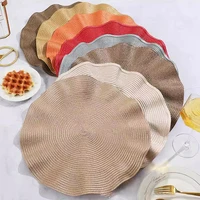 Round Braided Placemats Set Of 2 Place Mats Corrugated Edge For Dining Tables Woven Washable Non-Slip Table Mats 15 Inch 2