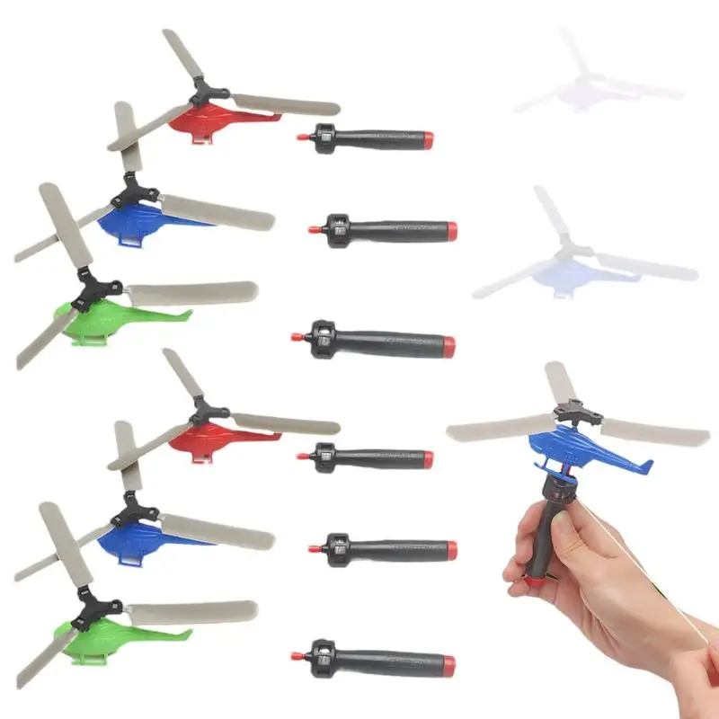 

Flying Helicopter Toy 6pcs Kids Flying Toy Propeller Spin Copter Funny Learning & Educational Toys Pull String Flying Toy Flying