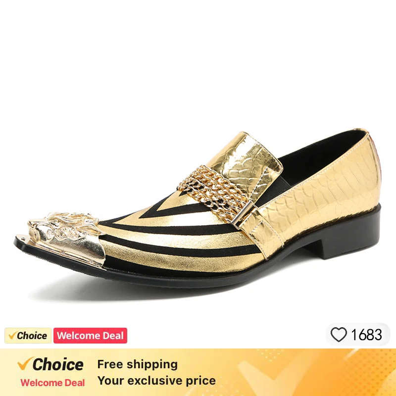 Summer breathable business banquet men's shoes Silver Golden leather party casual shoes model personalized show wedding