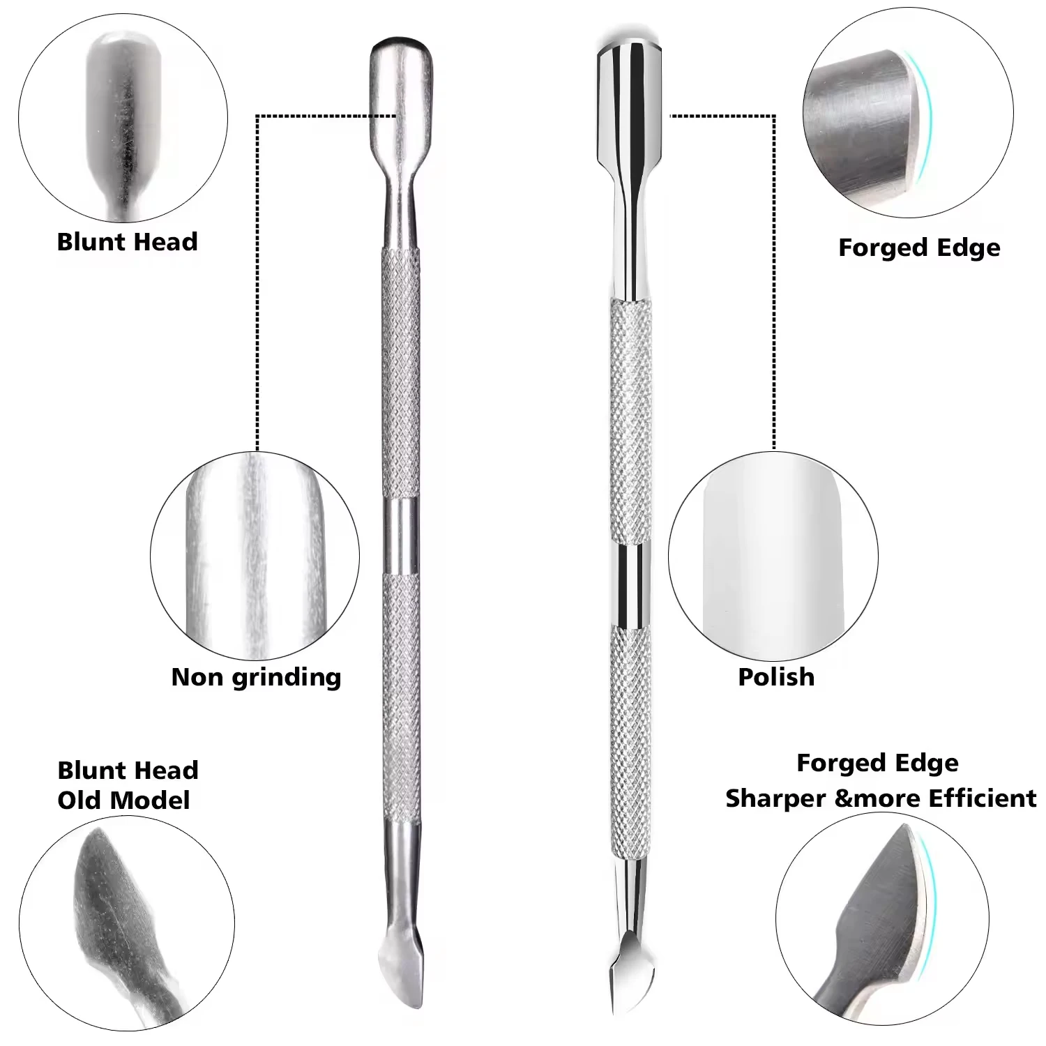 Cuticle Pliers with Cuticle Pusher Stainless Steel Cuticle Remover and Trimmer Perfect For Fingernails and Toenails 3