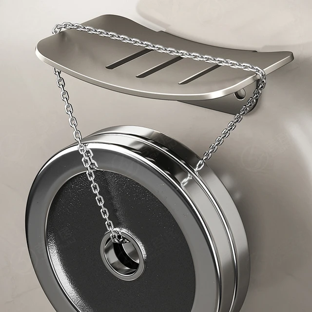 ที่วางสบู่อะลูมินัมอัลลอยรูปตัวยูพร้อมระบายน้ำห้องน้ำติดผนังกล่องสบู่อุปกรณ์จัดระเบียบใหม่ 4