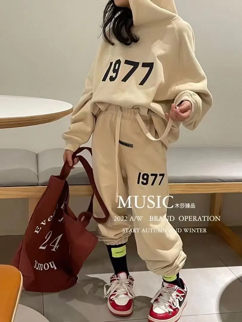 Conjunto con capucha para chicas ropa deportiva de estilo coreano, informal, con letras estampadas, de 4 a 14 años| | - AliExpress