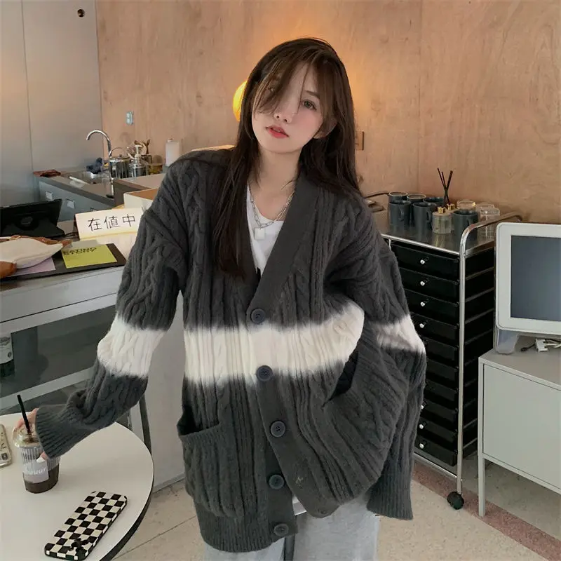 

Vintage pure knitting cardigan soft waxy fried dough twist sweater women autumn and winter loose cardigan sweater coat female