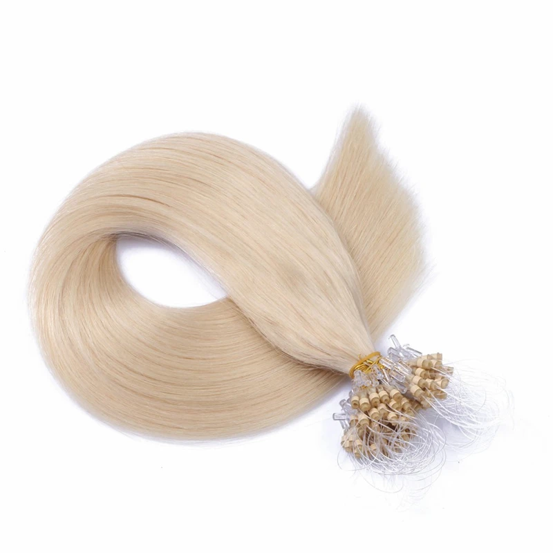18-24inch Micro Ring Remy Human Hair Extensions Mongolian Straight #613 Pre Bonded Micro Loop Fusion Human Hair Extension