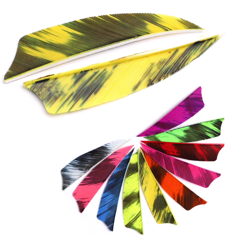 50Pcs 3 Inch Wing Vanes Archery Arrow Feathers Shield Cut Fletches Ink Painting Turkey Fletching Archery DIY Accessories Hunting 50pcs 4 inch shield cut shape 12 color archery hunting and shooting arrow feather fletching accessories f 17