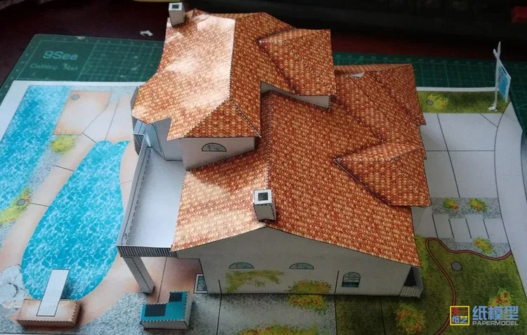 Two-storey Villa Cottage 3D Paper Model DIY Puzzle,3d paper model,paper jigsaw puzzle