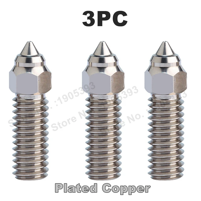 High-Speed Brass Plated Copper & Hardened Steel 3D Printer Nozzles