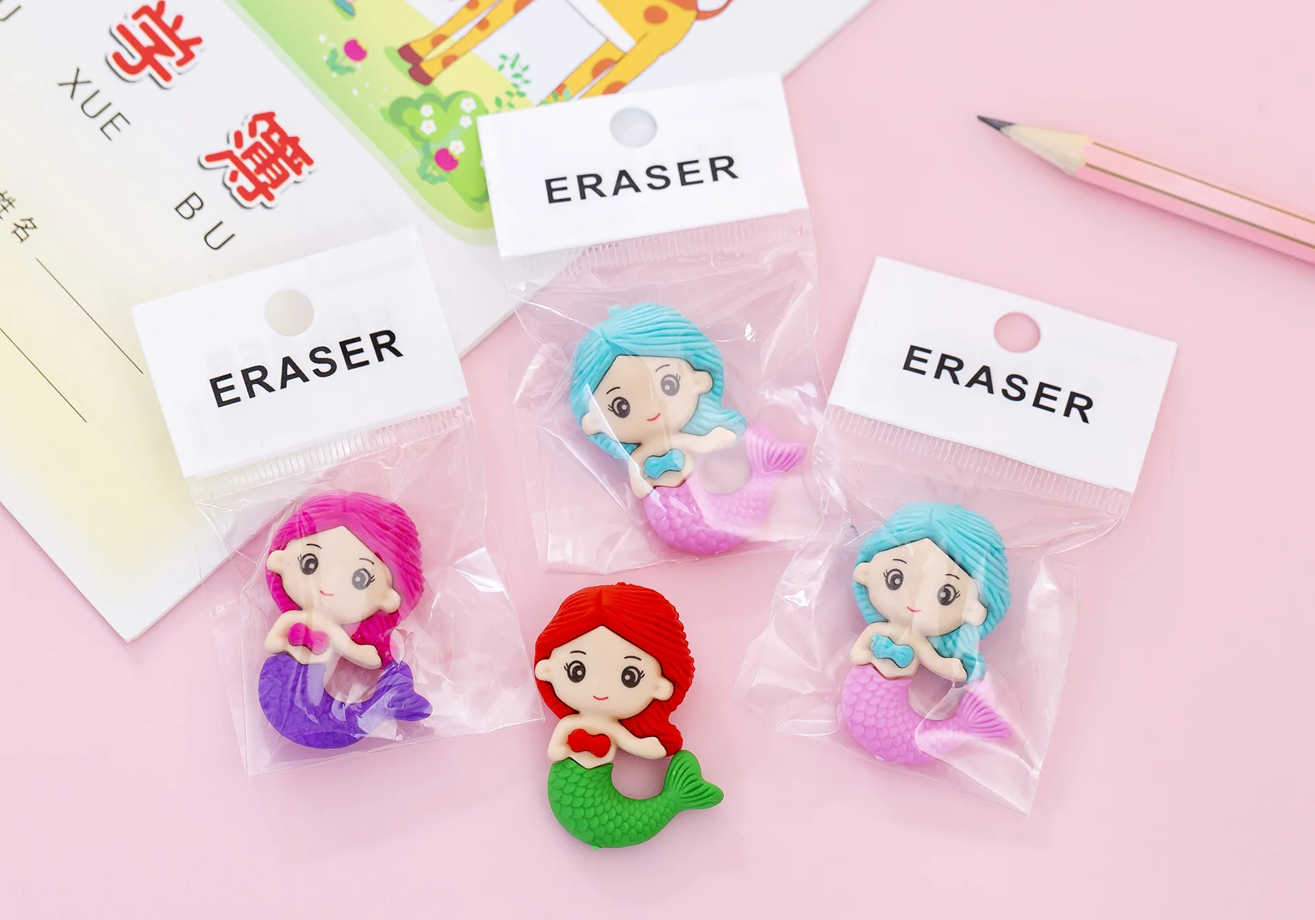 24 Pcs 크리 에이 티브 인어 퍼즐 조립 지우개 학생 크리스마스 상금 선물 보상 선물