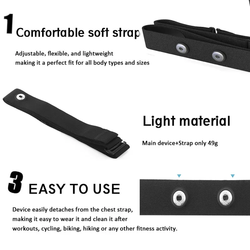 1Pc Heart Rate Monitor Replacement Strap Compatible with Polar H7 H9 H10 Coospo Wahoo Tick Garmin Magene Sensor Band Belt 2