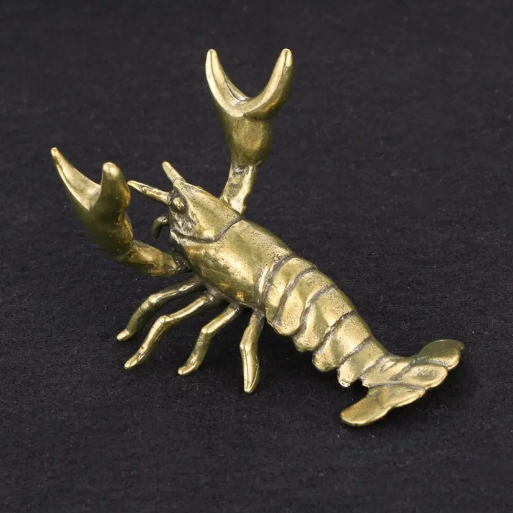 

Handicraft Crayfish Ornament Vivid Crayfish Antique Art Miniatures Figurines Solid Brass Carving Tea Pets Desk Decorations