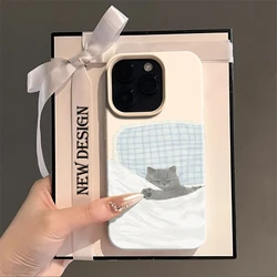Cover per telefono in TPU shockproof con texture litchi e design antiscivolo di adorabili animali domestici coppia