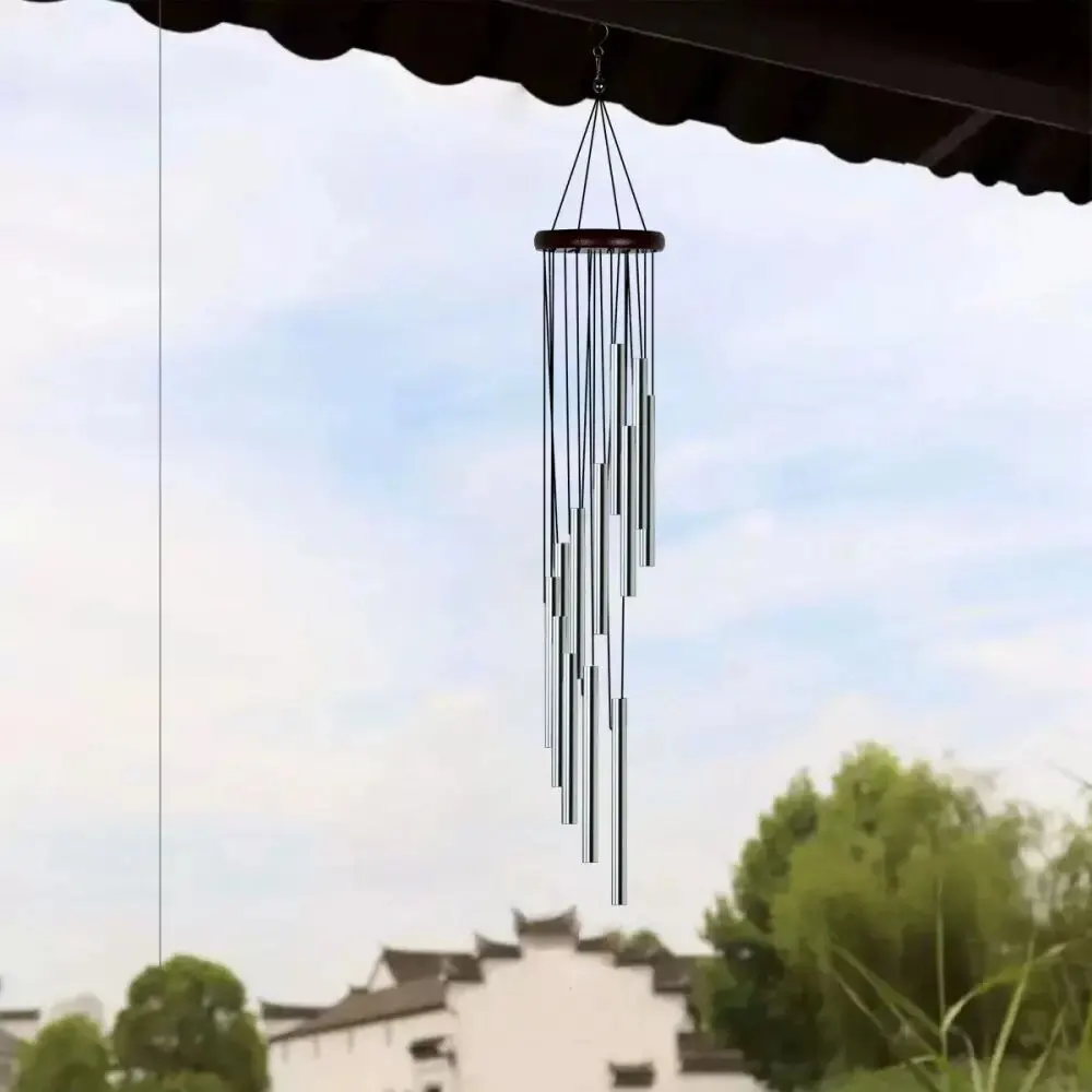 Wind Chime 12 Tubes Classic Step By Step Rotating Multi-Tube Metal Aluminium Tube Wind Chime Creative Home Hanging Ornaments Jewelry