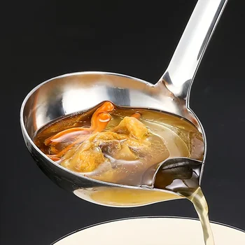Cucchiaio per colino in acciaio inossidabile Colino per zuppa Cucina Sugo Olio Zuppa Separatore di grasso Mestoli Schiumarola Cucchiaio Colino 1