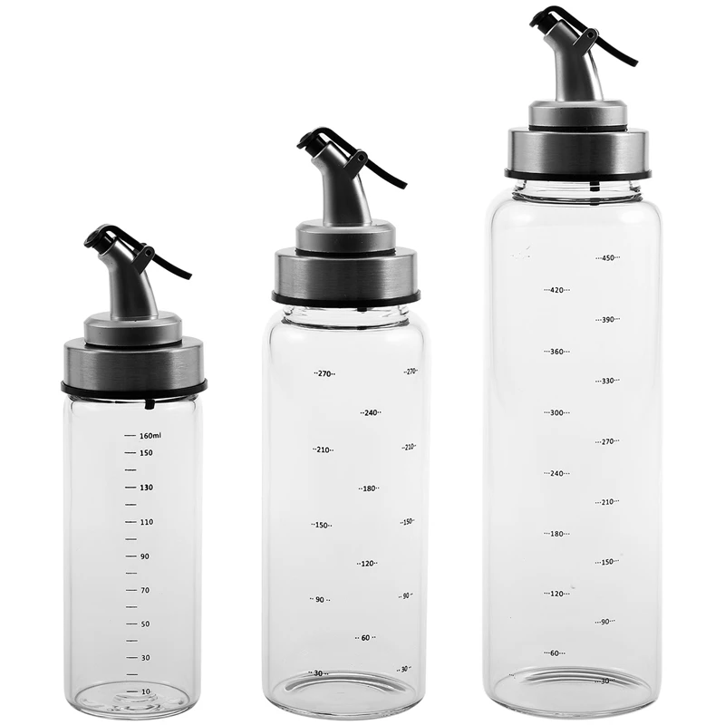 

3Pcs Cooking Seasoning Bottle Dispenser Sauce Bottle Glass Storage Bottles For Spice Glass Oil Spray Vinegar Creative Kitchen To