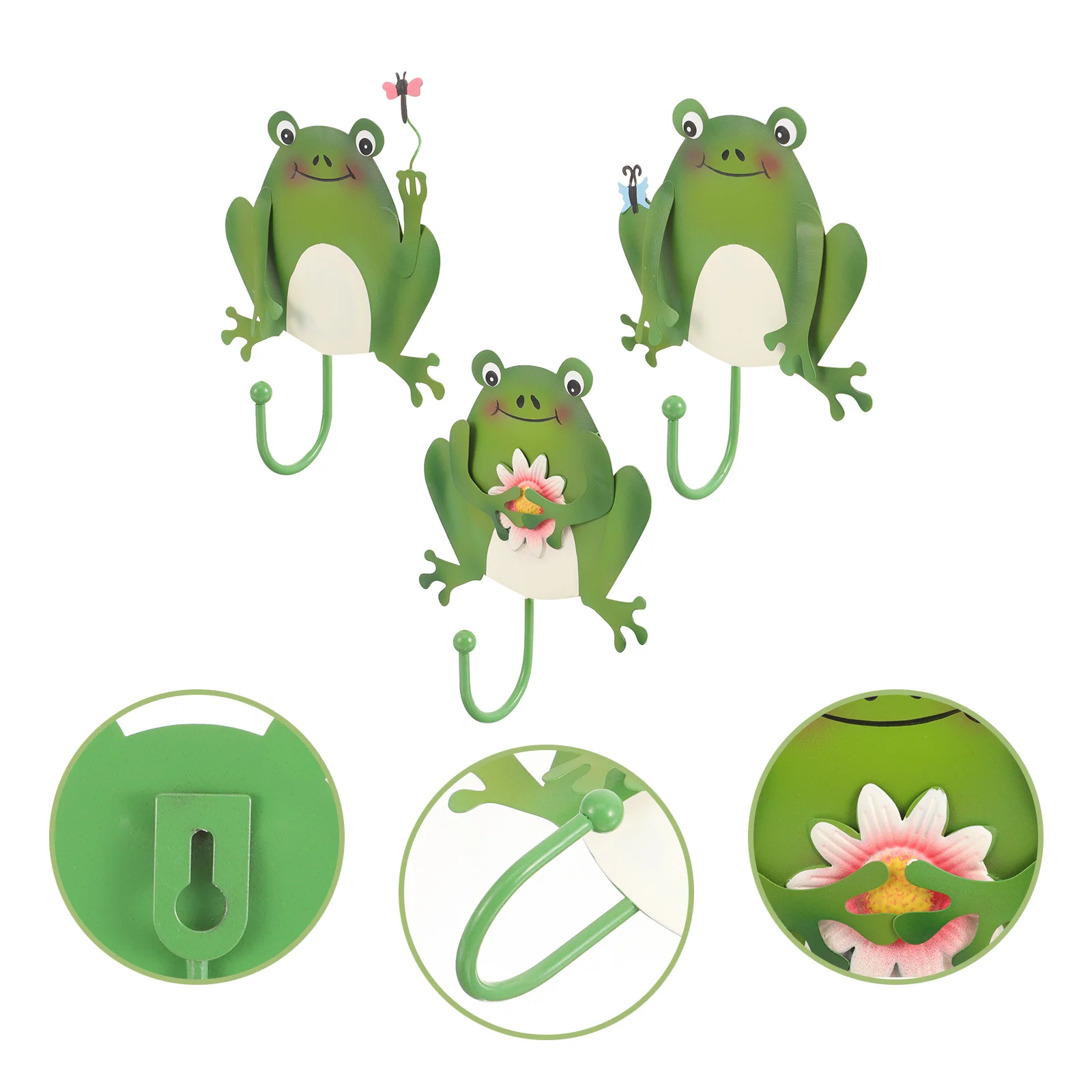 

3pcs Cartoon Frog Wall Hanger Hooks Decorative Frog Molding Wall Mounted Hooks