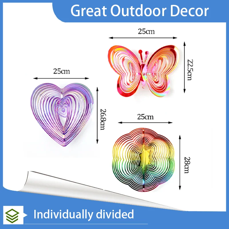 3D Butterfly Bird Repeller Wind Spinners Reflective Wind Chimes Garden Decor Hanging Decorations Catcher Gardening Supplies