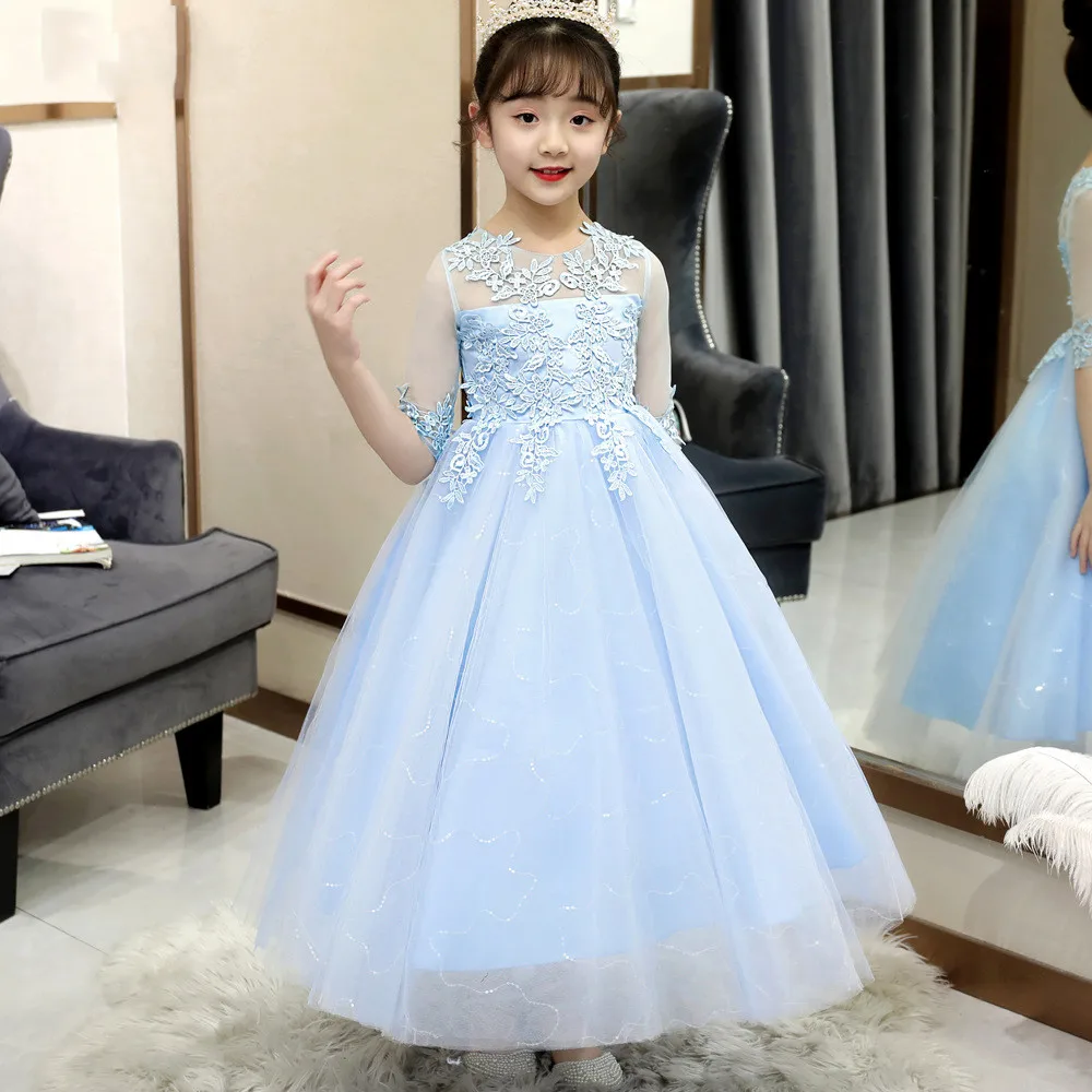 skirt dress for baby girl 2-13T Flower Girl Trailing Wedding Dresses Children High Quality Tutu Mermaid Dress V-Neck Big Bow Princess Long Clothing baby girl skirt